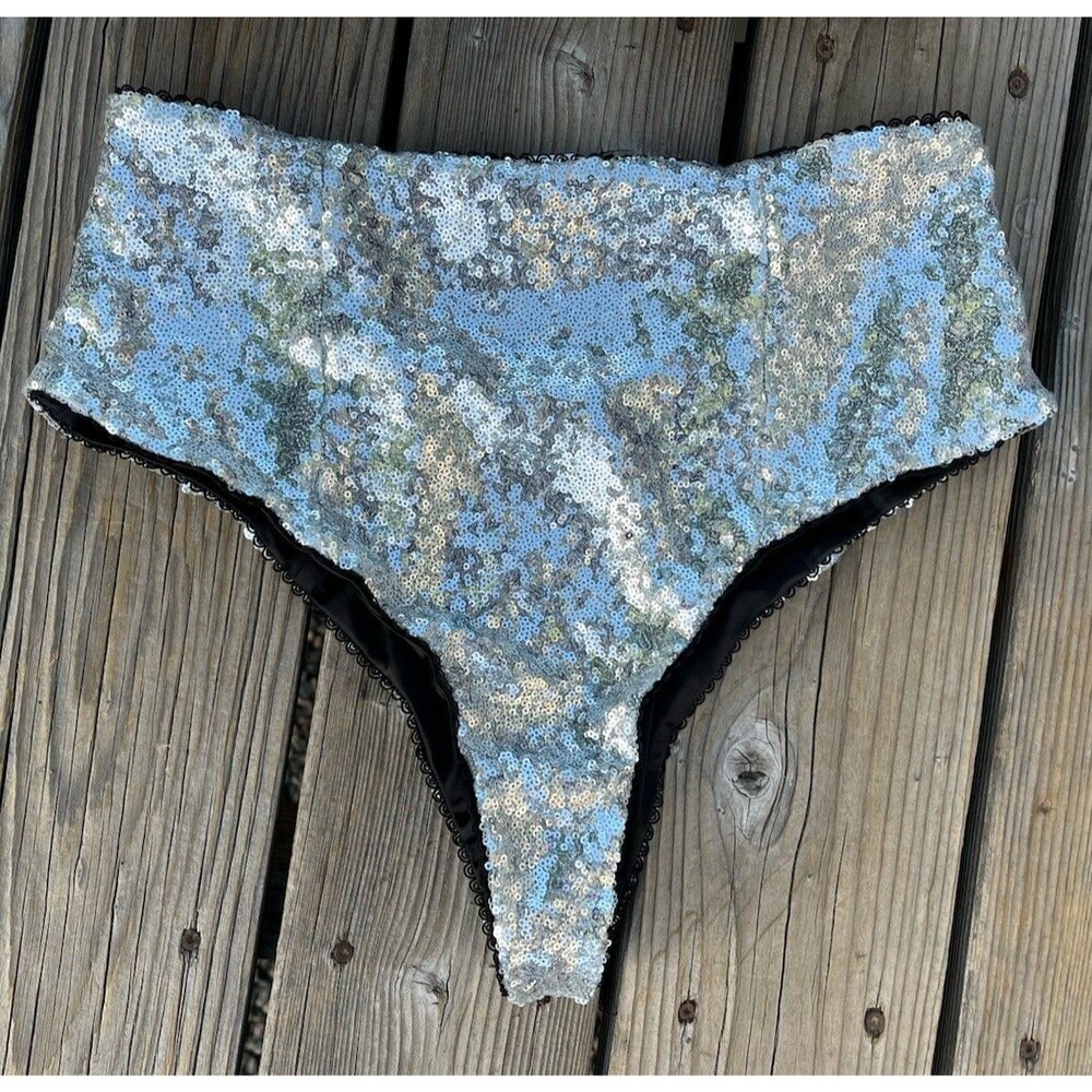 For Love & Lemons Women's L Sequin Underwire Bustier & High Waist Panty Set - Picture 3 of 13